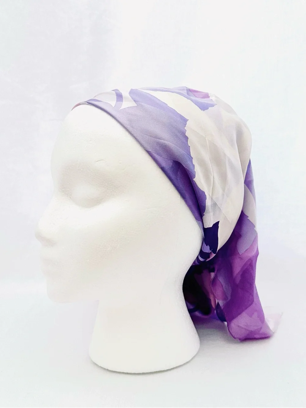 Borsalino Silk Scarf in Lilac Purple Floral Print 34” x 34” Vintage